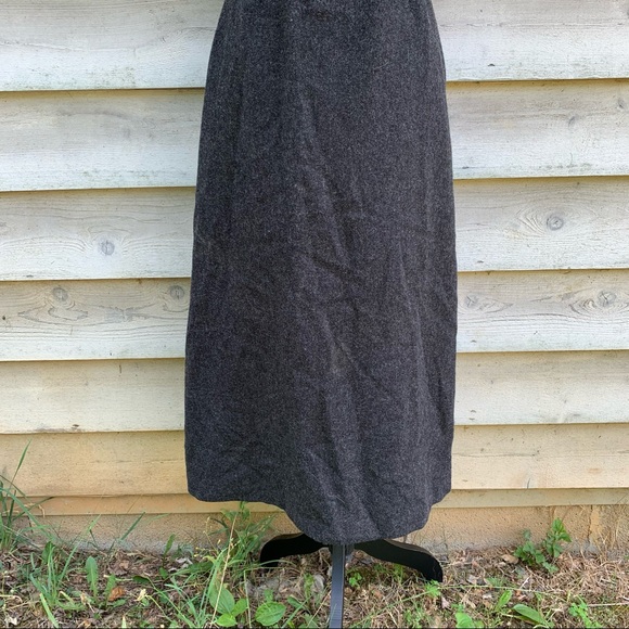 Vintage 80s Gray 100% Wool High Waisted A Line Ankle Length Modest Midi Skirt - Picture 9 of 16